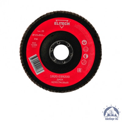 Круг лепестковый КЛТ 125х22 мм, P60, Elitech, 1820,039000 купить в Калининграде